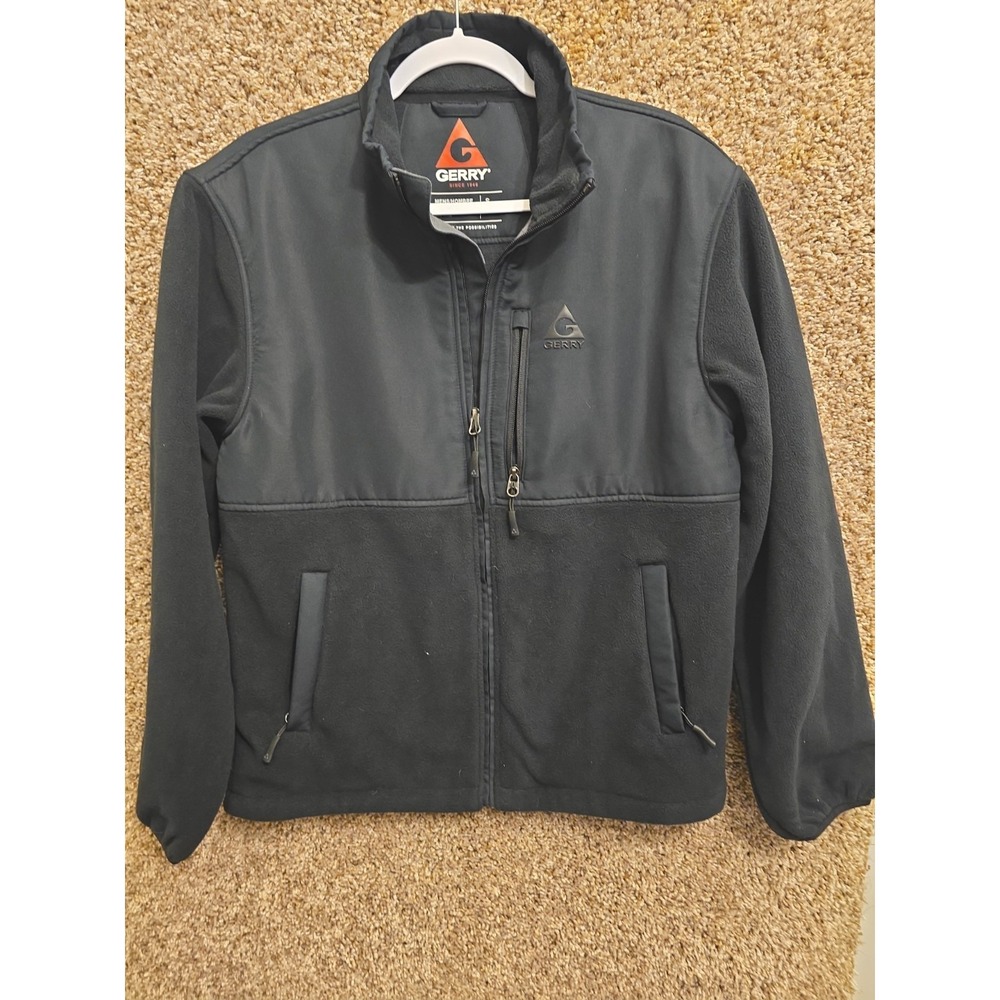 Gerry Men's Full Zip Small Jacket Black Fleece Lined Polyester Outdoor Warm Coat